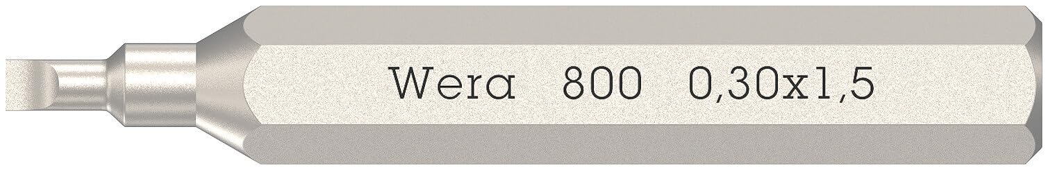 Wera 800/0 Micro bits for Slotted Screws, 0.3 x 1.5 x 30 mm