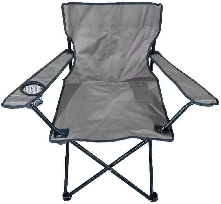 Vencier Set of 2 Lightweight Folding Camp Chair - Portable Chairs with Cup Holder and Bag Perfect for Camping, Festivals, Garden, Caravan Trips, Fishing, Beach and BBQs (Grey)