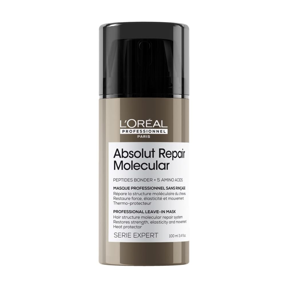 L'Oréal Professionnel Paris Crema Senza Risciacquo per Tutti i Tipi di Capelli Danneggiati Struttura Capillare Rinforzata Visibilmente Riparati, Absolut Repair Molecular, Formati e Routine Disponibili
