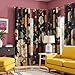 jinchan Lora Floral Curtains for Bedroom Blackout Drapes for Living Room Darkening Fabric Vintage Black Boho Flower Pattern Fall Decor Window Curtains 84 Inches Length 2 Panels with Grommet