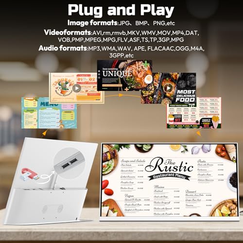 Image of 27 Inch Desktop Digital Menu Board, HD Digital Signage Retail Store Monitor, Commercial Display Advertising Screen Android with CMS, Electronic Menu Display for Milk Tea Shop /Restaurant