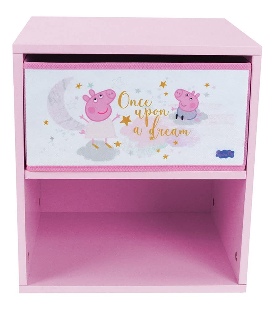 Fun House | Table de Chevet ou de Nuit Peppa Pig avec tiroir | H.36 X L. 33 X P. 30 CM | Mobilier Chambre Enfant | Facile à Monter | Livré avec Notice de Montage | Idée Cadeau Noël Anniversaire