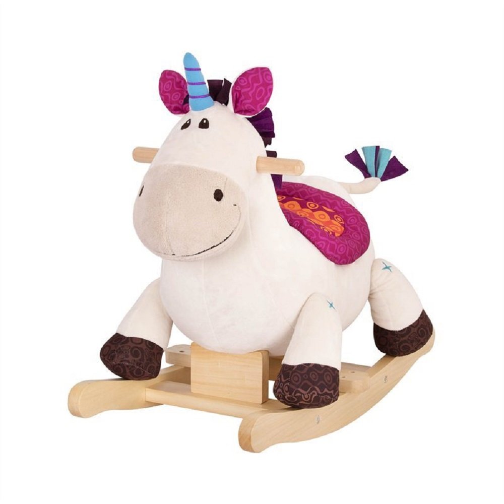 B. toys B – Dilly Dally Wooden Rocking Unicorn – Rodeo Rocker – BPA Free Soft Riding Toy for Toddlers and Babies 18m+