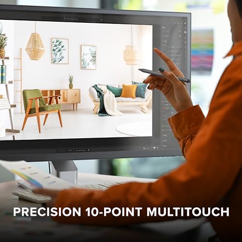 Image of ALOGIC Clarity Pro Touch 27 inch 4K Touchscreen Monitor w / 8MP Retractable 4K Webcam, 100% sRGB, 97% DCI-P3, 99% Adobe RGB, 65W PD,8-in-1 Hub, HDR 400, Adjustable Stand, IPS Panel, Thin Bezel