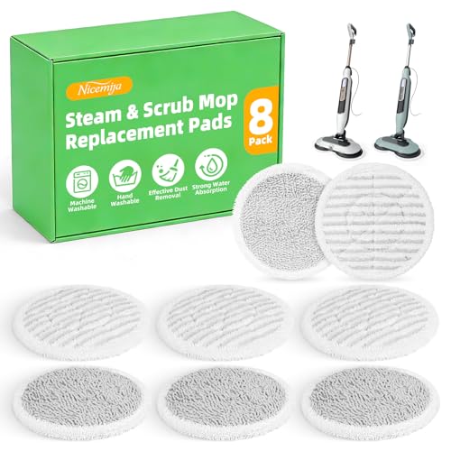 Image of 8 Pack Steam Mop Replacement Pads for Shark Steam & Scrub Mop S8201 S8001 S8002BRN S7001 S7201 S7000AMZ S7000 S7020, Dirt Grip Soft Scrub Washable Pads for All Sealed Hard Floors, Part XKITP7000