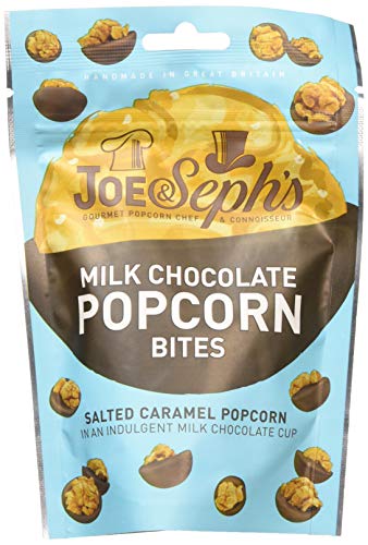 Joe & Sephs Milk Chocolate Popcorn Bites 63g | Crunchy popcorn with a soft chewy centre encased in smooth Milk Chocolate | For Everyday Snacking