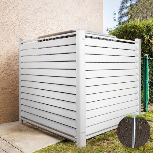 FENCY Privacy Screen Outdoor Air Conditioner Fence 48" W x 48" H, Vinyl Privacy Fence Trash Enclosure Privacy Screen Kit for Trash Bins and A/C Units, 2 Panels(White-Shutters)
