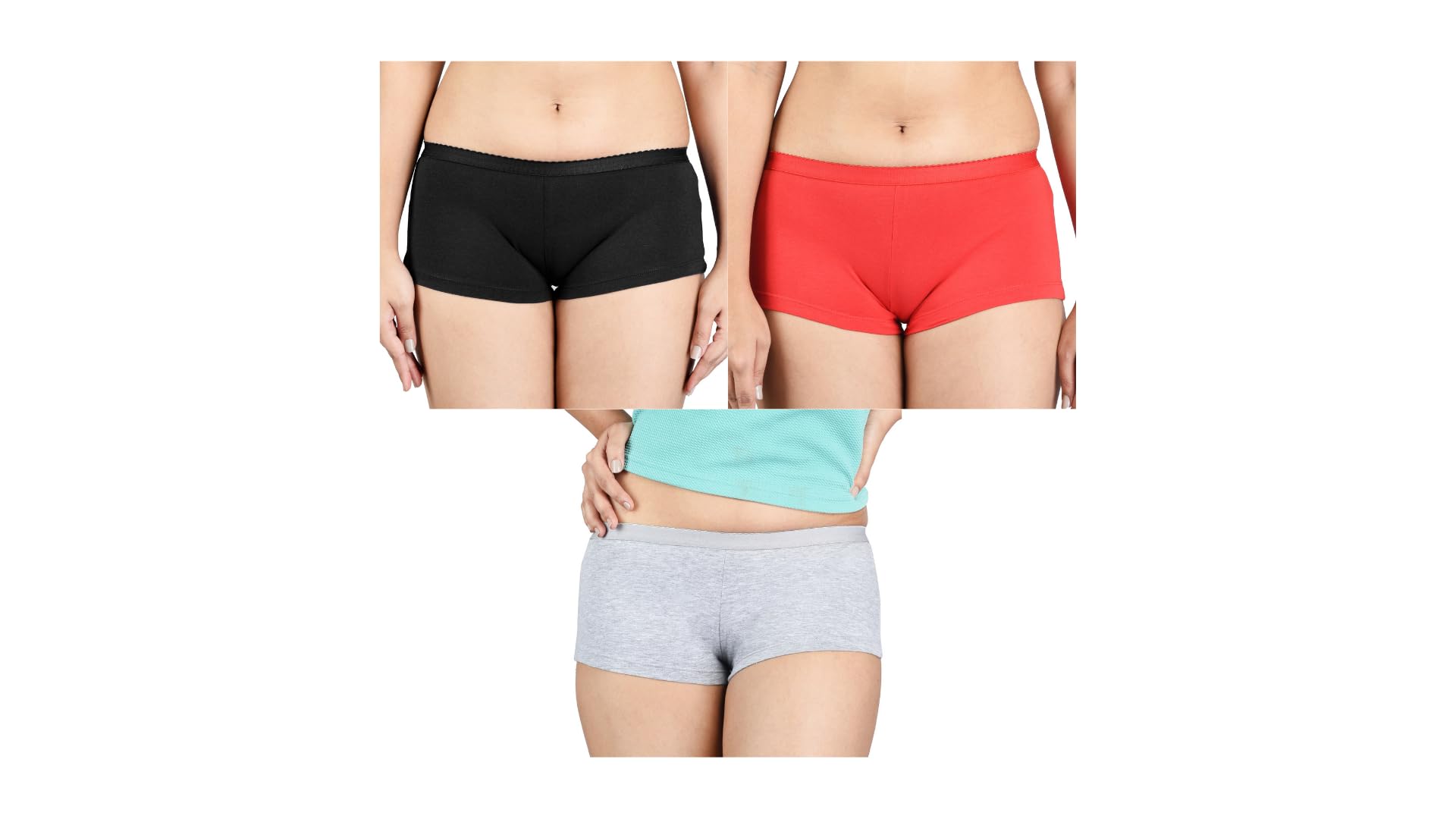 ginash Cotton Elastane Women's Boyleg Pantie (Pack of 3)-picture-56