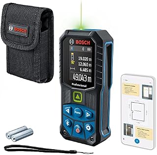 Bosch Professional Laser Measure GLM 50-27 CG (green laser, range: up to 50m, robust, IP65, data transfer via Bluetooth, 2x AA batteries, hand strap, pouch)