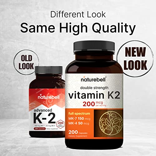 Nature Bell Full Spectrum Vitamin K2 Supplement With Mk-7 & Mk-4, 200 Mcg, 200 Capsules, 2 In 1 Formula, Vitamin K2 Complex Supplement, Supports Joint And Heart Health, Non-Gmo… #TOP1