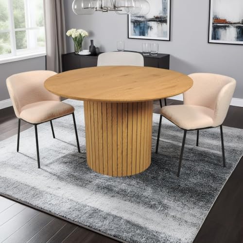 WEBER INDUSTRIES Table à Manger Bahia 6 Personnes diamètre 120 cm/Décor Chêne Artisan