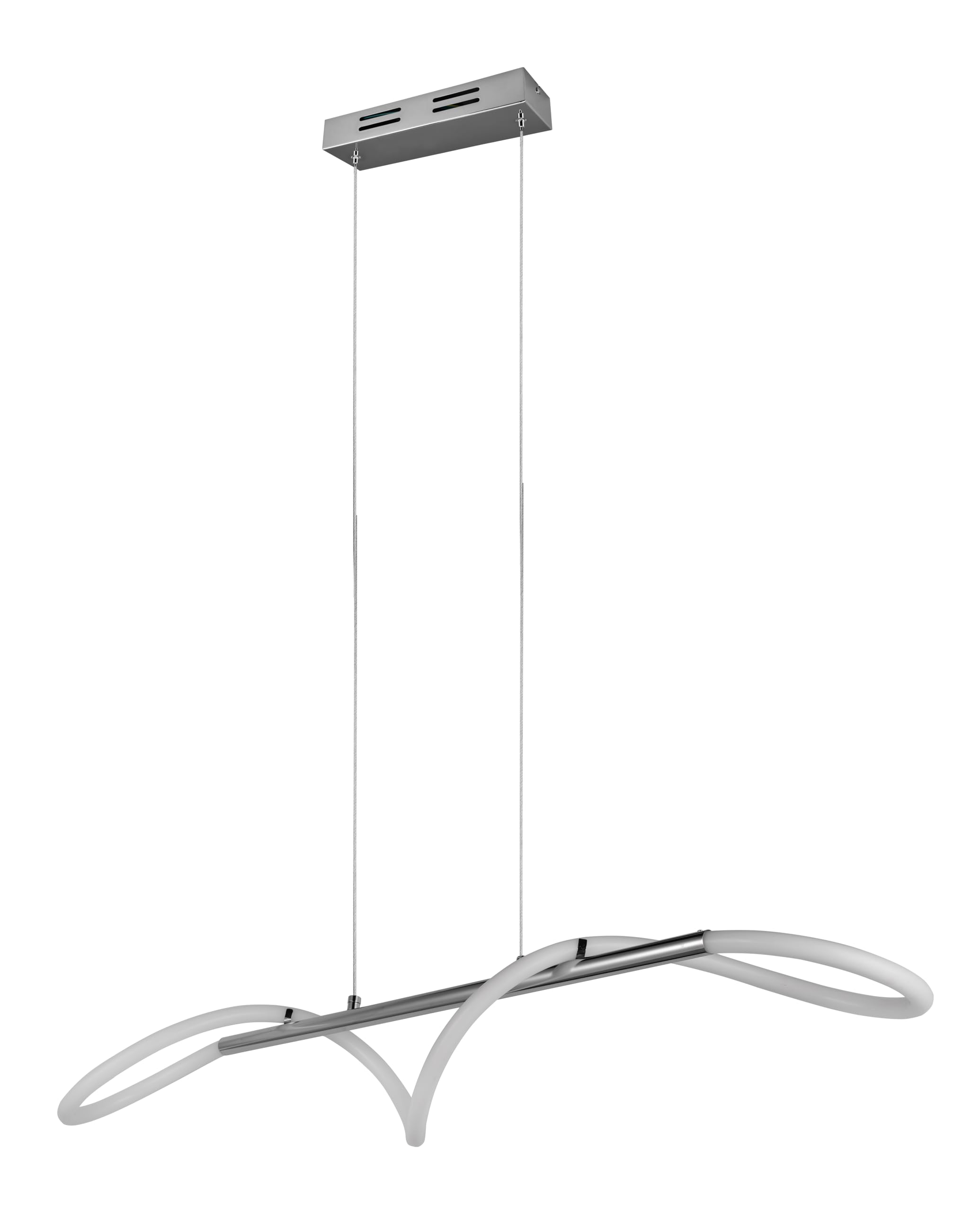 Reality Leuchten Argos R32361106 LED Pendant Light, Chrome Metal, White Plastic, with 28 Watt LED, Dimmer Switch