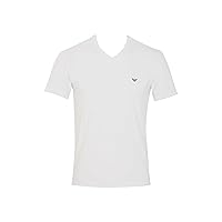 Emporio Armani T-Shirt Uomo Essential Cotone Scollo a V, Bianco