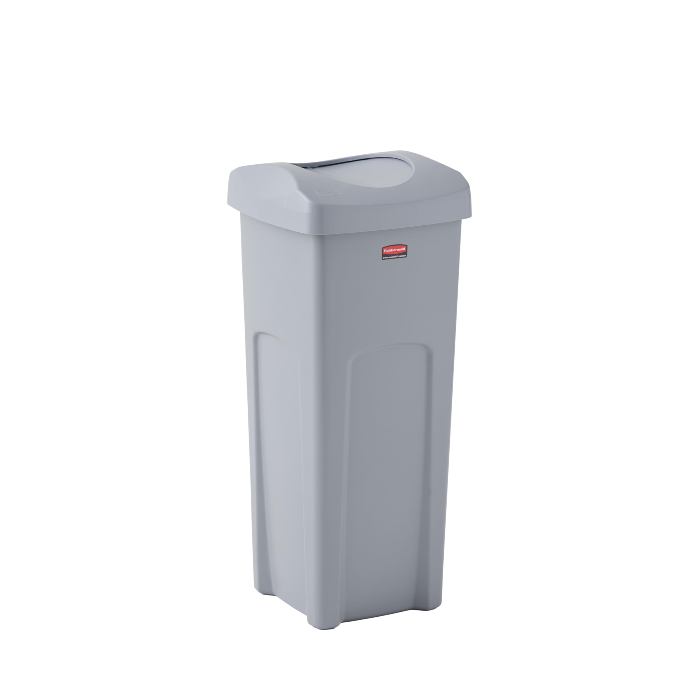Rubbermaid Commercial Untouchable Trash Can with Swing Lid Combo, 23-Gallon, Rectangular, Beige, 2001584