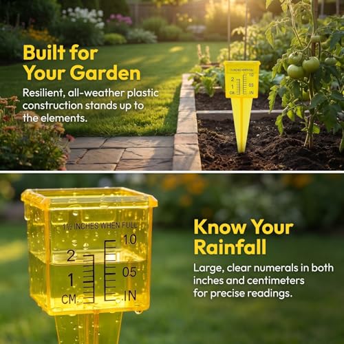 Image of Housoutil 1.5 inch Rain Gauge Sprinkler Outdoor, 4PCS Rain Lawn Water Gauge with Wide Mouth & Ground Stake, Measuring Cup for Accurate Rainfall Monitoring, Precision Measuring Cups for Garden Yard Grass