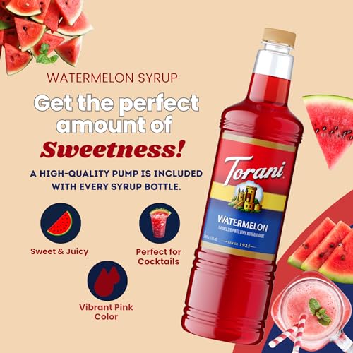 Image of Torani Watermelon Syrup 1L with Pump - Cocktails & Mocktails