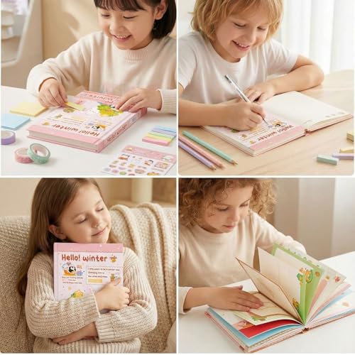 Image of FunBlast Diary for Girls - Christmas Kawaii Diary for Kids, Journal Diaries for Girls, Notepad for Students Stationary Items, Birthday Gifts (128 Sheets) (Pink-)