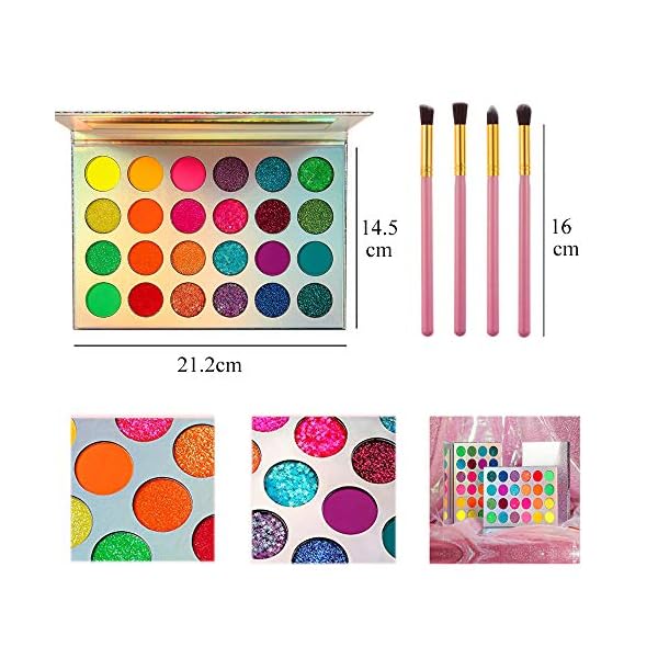 Glow-in-the-dark-paint-Kalolary-Neon-Eyeshadow-Glow-Palette-UV-Glow-Blacklight-Matte-and-Glitter-24-Colors-Highly-Pigmented-Eyeshadow-Kit-with-4-Brushes-for-Halloween-Face-Body-Makeup Kalolary Neon Eyeshadow Glow Palette UV Glow Blacklight Matte and Glitter, 24 Colors Highly Pigmented Eyeshadow Kit with 4 Brushes for Face Body Makeup