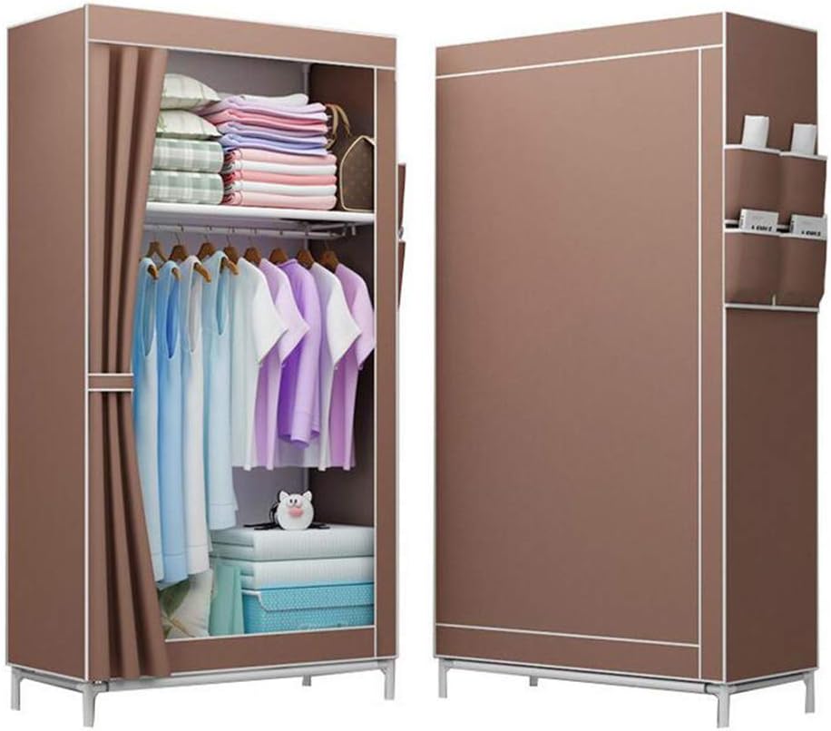 Cloth Wardrobe Clothes Closet, Portable Closet Wardrobe Storage Closet Standing Closet Fabric Cabinet Portable Wardrobe,Coffee_70*45 * 150cm