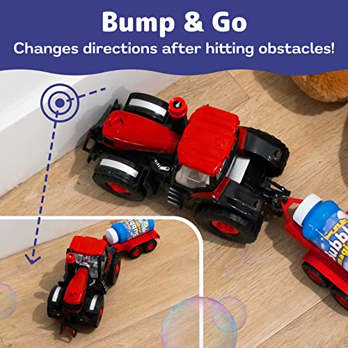 PREXTEX Bump & Go Bubble Blowing Farm Tractor Truck mit Lichtern Sounds und Action Spaß Spielzeug und Geschenk für… – Bild 6