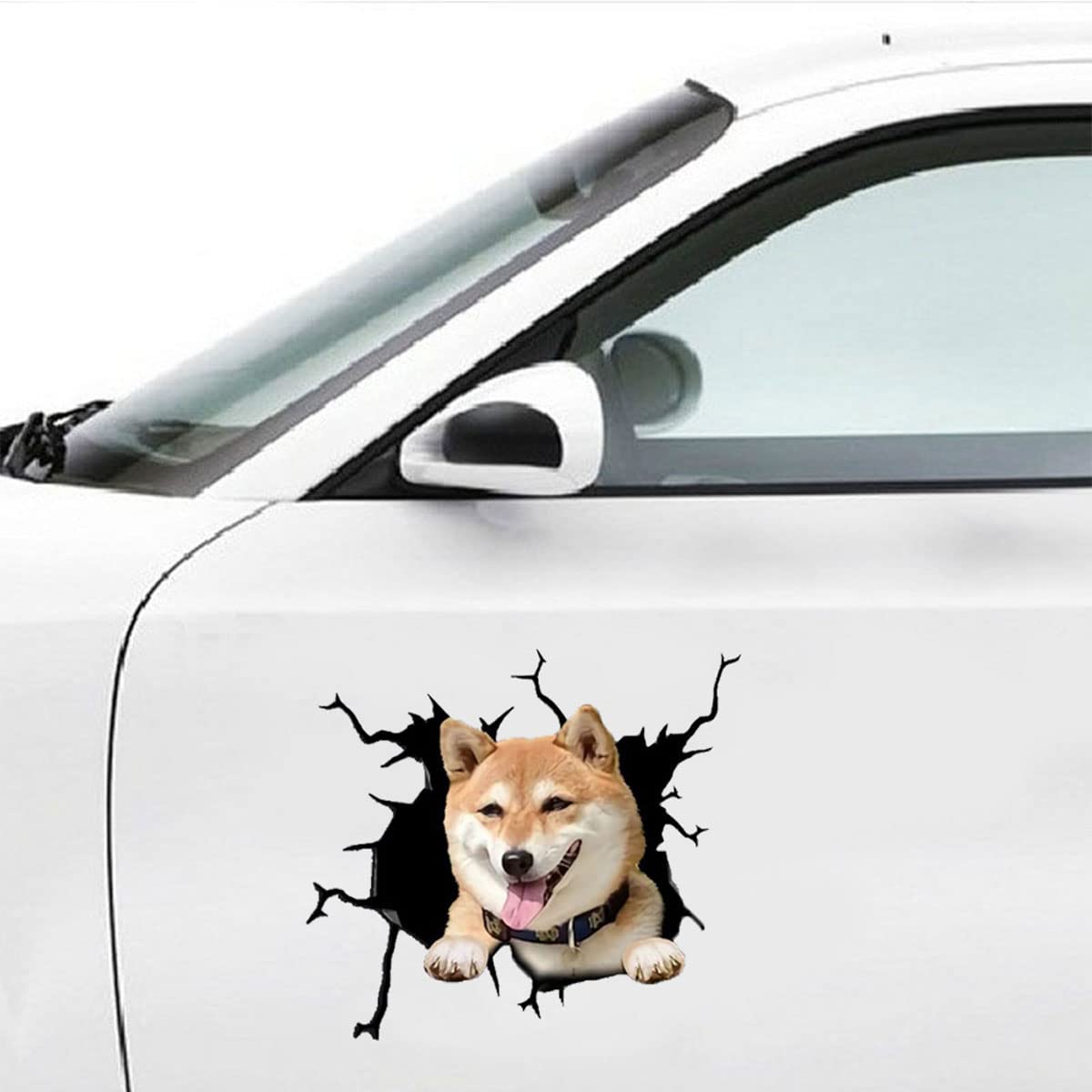 Amazon.co.jp: Zpahq 面白い コーギー 車 ひび割れ ステッカー 11.8x11