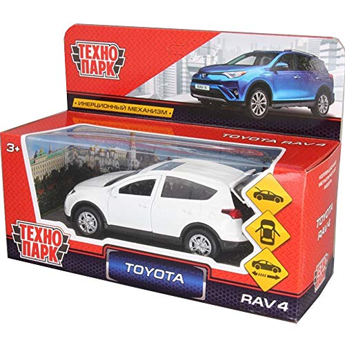 Diecast Toy Car Toyota RAV4 1/36 Scale Metal Model - White Сompact Сrossover SUV Russian Die Cast Toy Cars