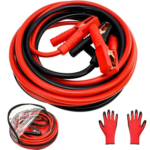 Jumper Cables 0 Gauge 3000AMP 20FT Heavy Duty Automotive Booster Cables for 12V/24V Car SUV &Truck Battery with Strong Clamps & Thiekened Inner Core Carry Bag and Gloves Included