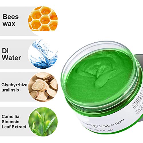 Green Temporary Hair Color Wax Dye,Acosexy Kids Hair Wax Dye Pomades Disposable Natural Hair Strong Style Gel Cream Hair Spray,Instant Hairstyle Mud Cream For Party, Cosplay, Masquerade Etc. (Green) #TOP4