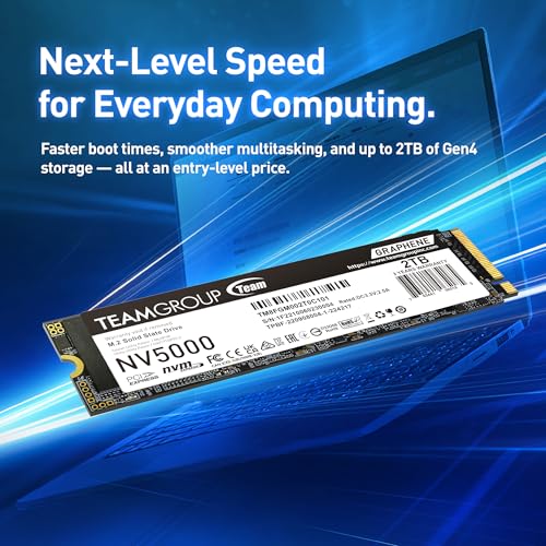 TEAMGROUP NV5000 500GB SLC Cache NVMe PCIe Gen4x4 M.2 2280 Laptop, Desktop SSD Read/Write Speed up to 4500 / 1800MB/s TM - Additional View