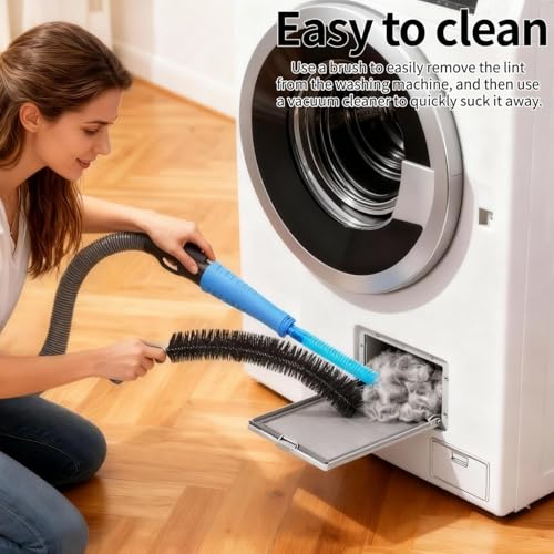 Image of Lispin Universal Dryer Vent Cleaner Kit Compatible with All Vacuum Cleaner Include Vacuum Hose Attachment Accessories Brush Lint Brush,Dryer Vent Vacuum Hose (Dark Blue)