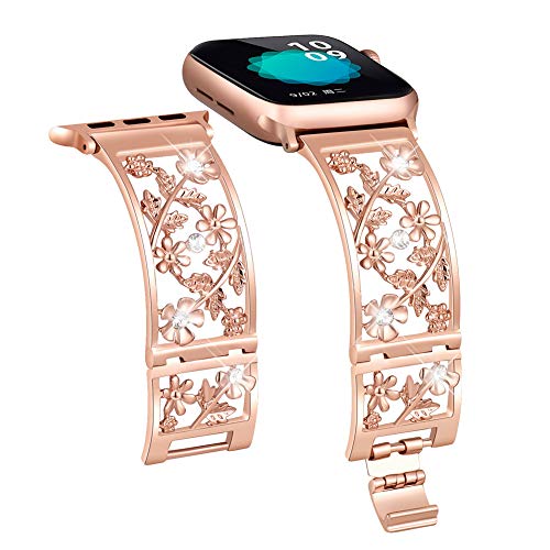 Image of Floral Band for Apple Watch Band, Women, Rose Gold, 42 /44 /45 /46 /49mm