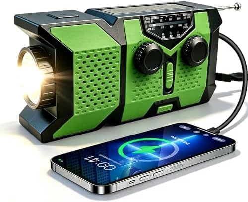 Rádio de Emergência com Manivela, 2000 mAh Rádio Portátil Multifu...