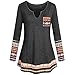Produktbild CICIYONER Damen V Hals Lange Ärmel Boho Patchwork Tunika Hemd mit Tasche Bluse
