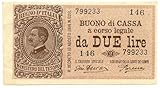Stato di conservazione: SPL Cartamoneta.com 2 Lire Buono di Cassa EFFIGE Vittorio Emanuele III 14/03/1920 SPL 23834/I