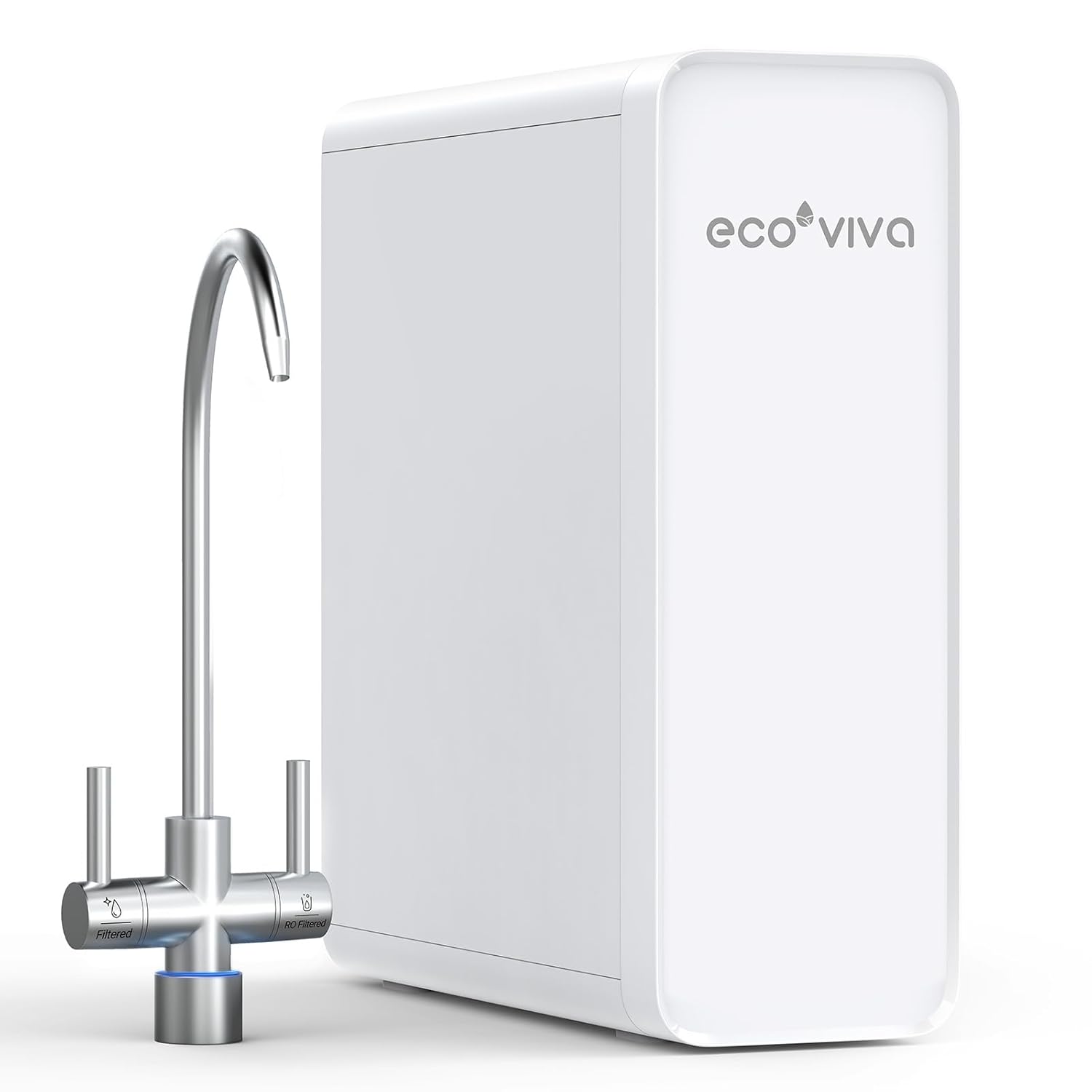Ecoviva Under Sink Reverse Osmosis System, Fast Dispense Mode, No Drilling Required, 8-Stage Water Filtration System, 600 GPD Water Purifier, 2.5:1 Pure to Drain, Reduce PFAS, NSF/ANSI 58 Certified