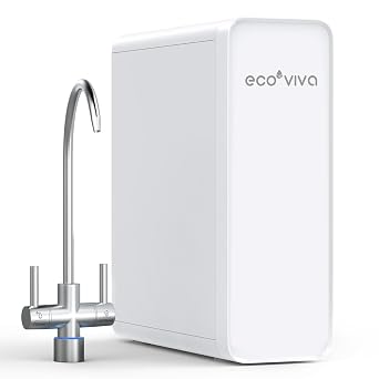 Ecoviva Reverse Osmosis Water Filtration System, 600GPD, Reverse Osmosis System, Drinking Water, 8 Stage, 2.51 Osmosis System, Outflow Ratio, RO and Filtered Water, White