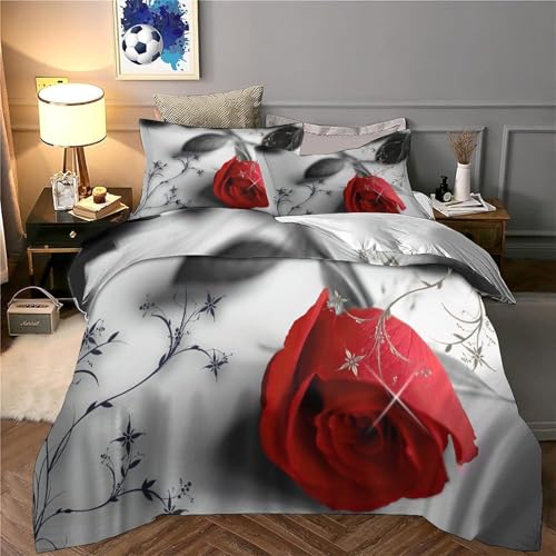 Parure de lit coquelicots rouges housse de couette king 220x240cm