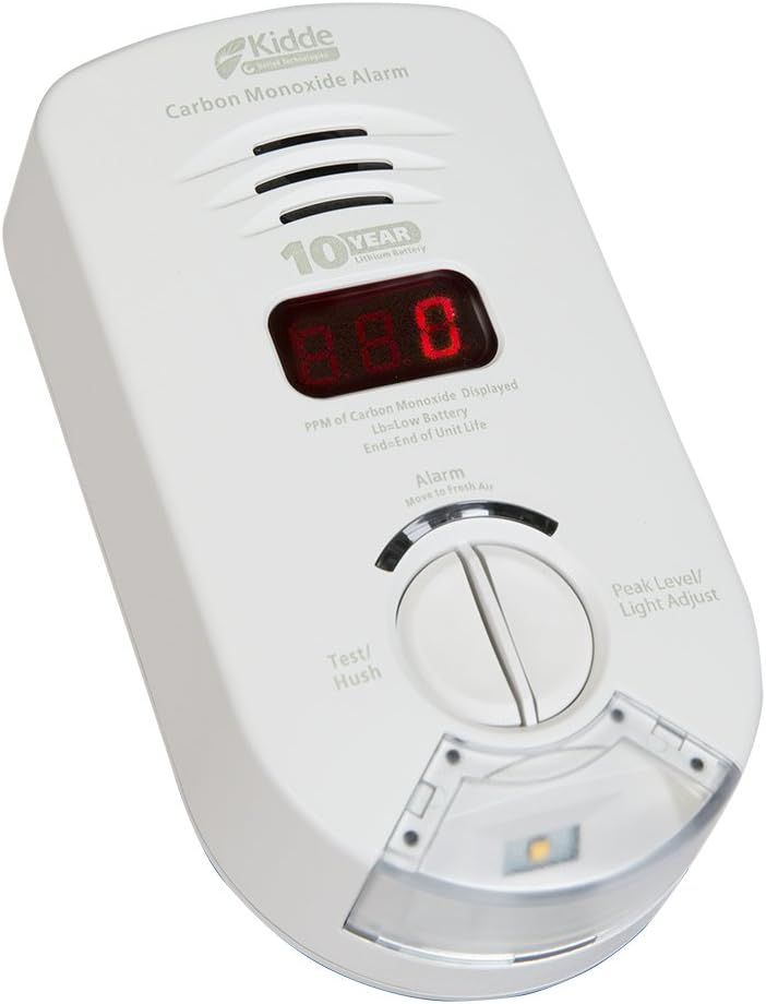 Carbon Monoxide Detector, Plug In Wall with 10-Year Battery Backup, Safety Light for Hearing Impaired or Deaf People, Digital LED Display
