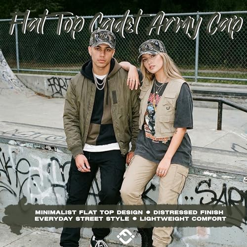 Image of Funky Junque Newsboy Hat for Women - Distressed Cadet Cap, Army Military Style Vintage Baseball Hat