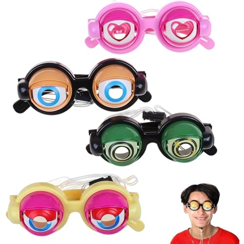 WmerWmn Kinetic Crazy Eyes Glasses Crazy Eyes Glasses 4PCS Funny Props Glasses With Blinking Eyeballs Crazy Eye Glasses for Costume Parties Pranks Gag Gifts Photo Props Social Gatherings