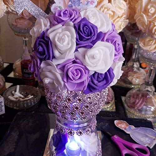 Lightingsky 3 X 1.6 X 3 Inches 100Pcs Diy Real Touch 3D Artificial Foam Rose Head Without Stem For Wedding Party Home Decoration (100Pcs, Purple) #TOP3