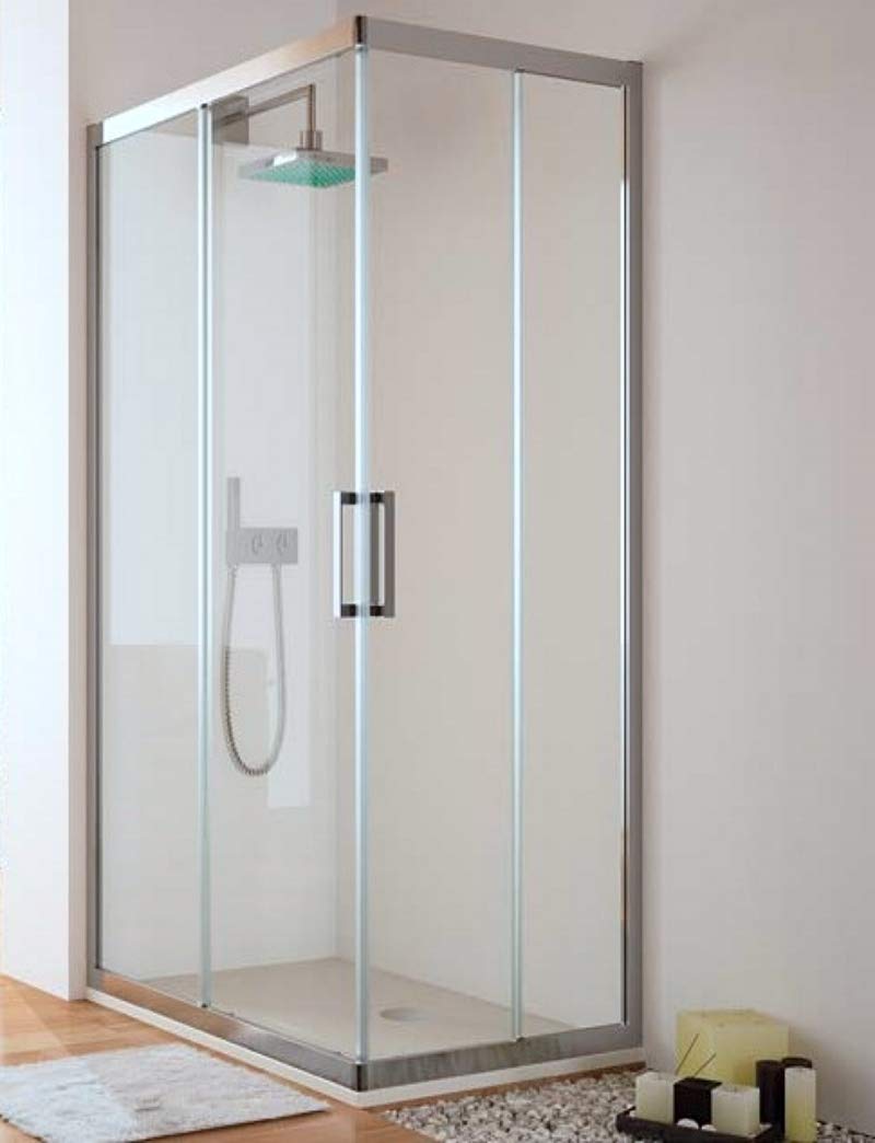 Mampara de Ducha Angular- 2 Hoja Fija y 2 Puerta Corredera - Cristal de Seguridad de 6 mm - Modelo Trescientos Q4 (70 X 120)