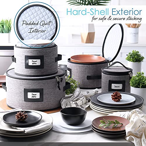 Image of Hearth & Harbor Fine China Storage Containers Hard Shell 6 Piece Set, Grey