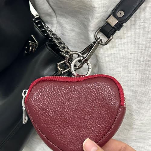 Heart-Shaped Genuine Leather Coin Purse - Small Cute Wallet With Zipper Storage For Women4