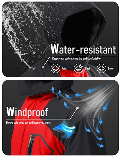 Image of MAGCOMSEN Men's Winter Coats Waterproof Ski Snow Jacket Warm Fleece Parka Raincoats With Multi-Pockets