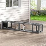 COZIWOW Wooden Cat Play Tunnel with Platforms | Configurable Window Catio | Multi-Combination Extendable Cat Run for Indoor/Outdoor Use | Small Pet Play Enclosure