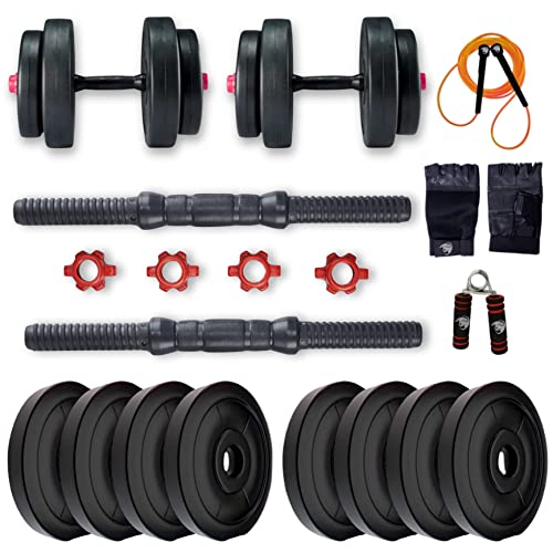 BULLAR Dumbbell, Dumbbell Set for Home Gym, Adjustable Dumbbells Set 20 Kg with 1 Pair of Dumbbell Rods and PVC Weight Plates with gym accessories