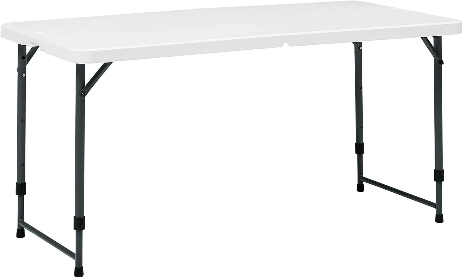 4 Foot Adjustable Height Folding Plastic Table, White – Portable Lightweight Indoor Outdoor Utility Desk for Picnic Party Camping & Events