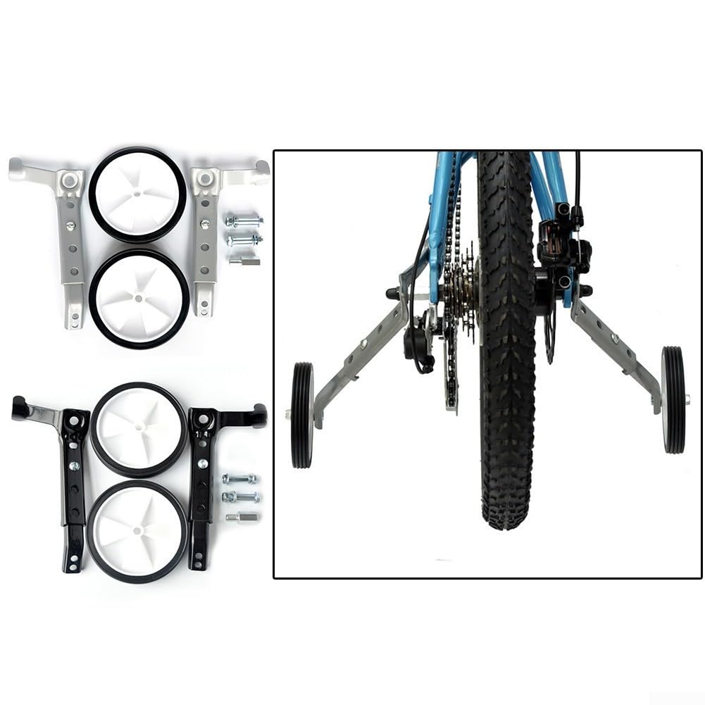 Trainingsräder, 40,6 cm, 40,6 cm, 50,8 cm, 55,9 cm, 24 Zoll, Stützräder für Kinder, Mountainbike, Training, Laufräder, 40,6 - 61 cm, Fahrrad-Stabilisatoren (Silber)