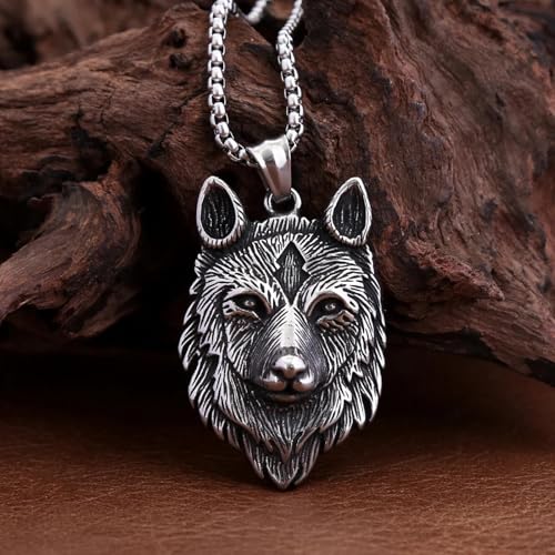 Collier chaîne avec pendentif loup robuste et finitions métal - 6